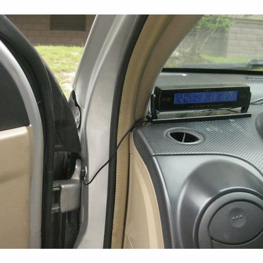 Car Auto Voltage Digital Monitor Battery Alarm Clock LCD Temperature Thermometer