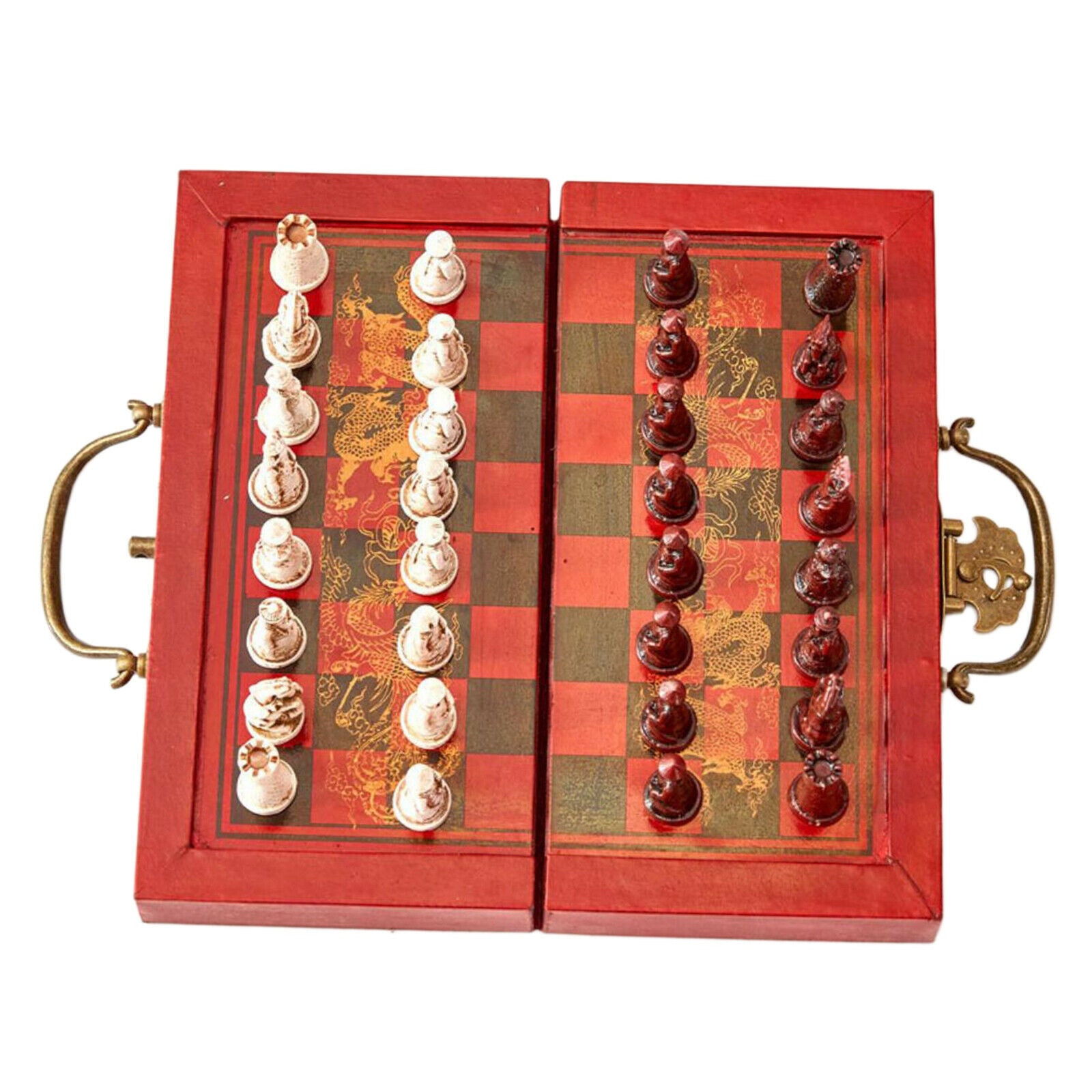 Wooden Chess Set with Folding Chess Board Chess Soldiers Chessman Pieces