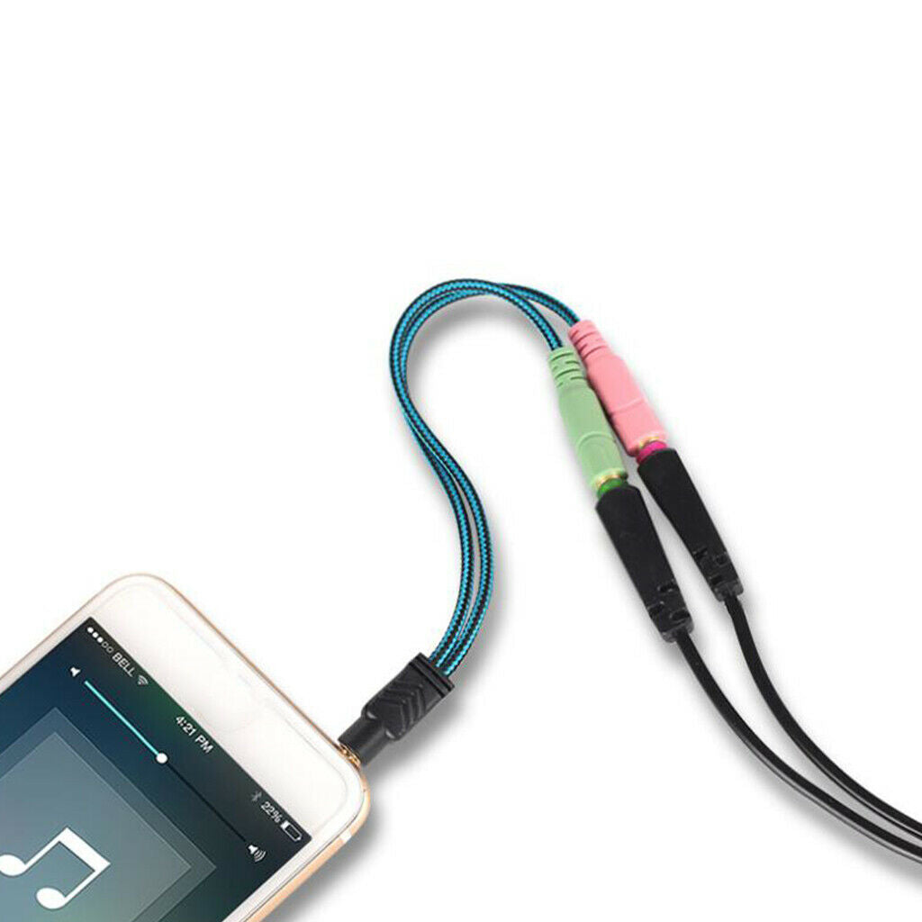3.5mm 2 Female to 1 Male Mic Plugs Audio Y Splitter Cable for Smartphone