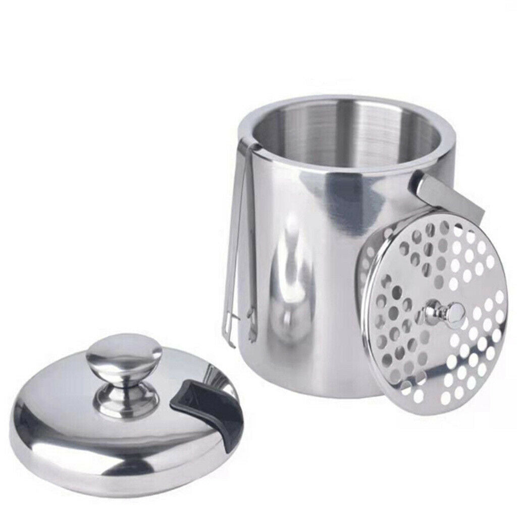Double Wall Stainless Steel Ice Bucket Beer Wine Cooler with Handle Bar Tool