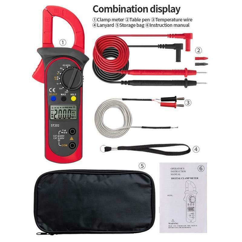 ST202 Digital Clamp Meter Multimeter Resistance Ohm Transistor LCR w Temperature