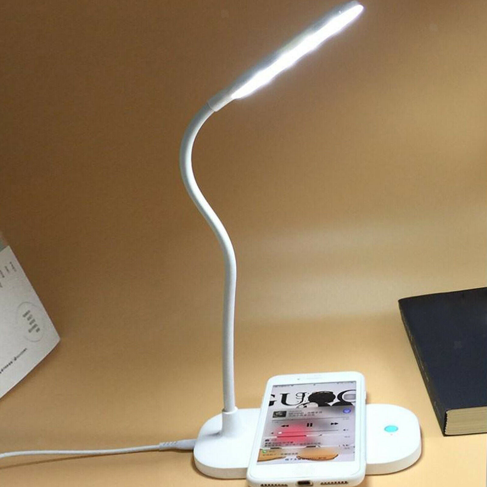 Household Dimmable LED Desk Lamp Bed Light 10W Wireless Charger Charging Pad