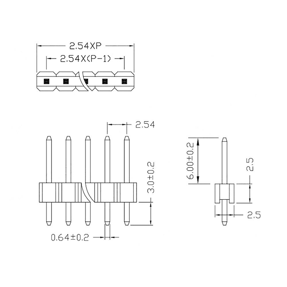 25Pcs 2.54mm 40Pin PCB Single Row Straight Pin Header Strip Connector Accessory