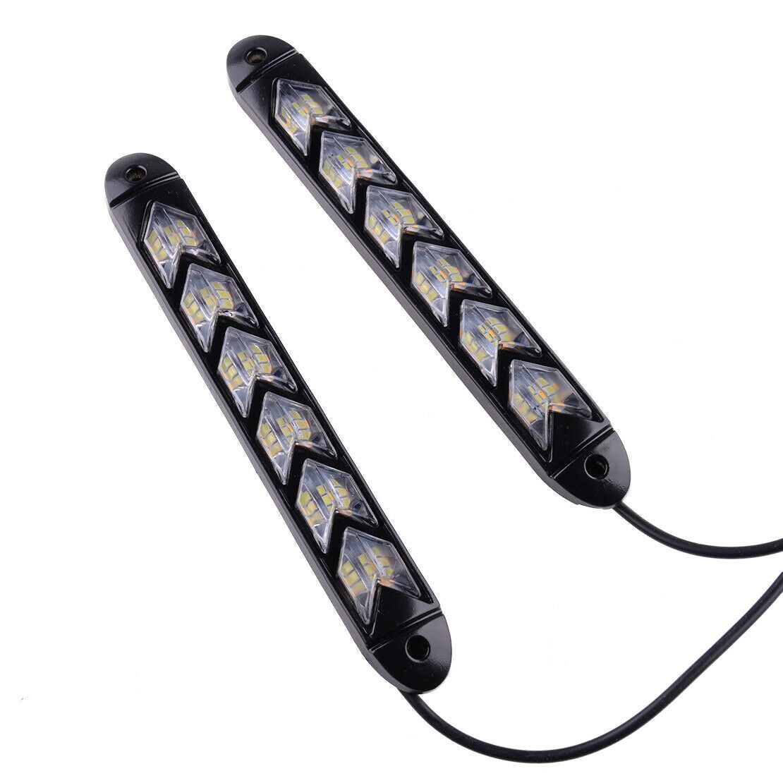 2xCar 6 LED Yellow/White Switchback Flowing Strip Arrow DRL Turn Signal Light