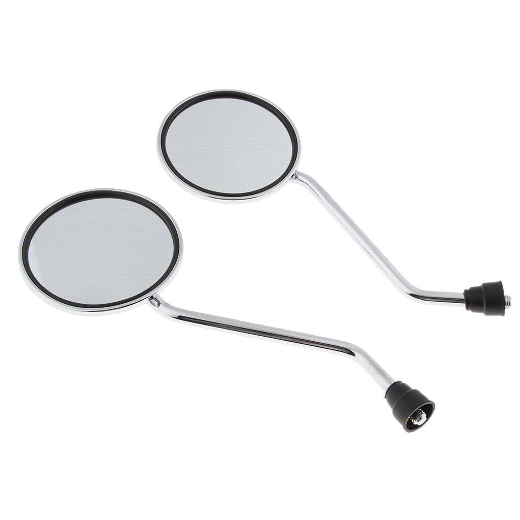 1 Pair Chrome Motorcycle Handlebar Round Rear View Side Mirror 10mm