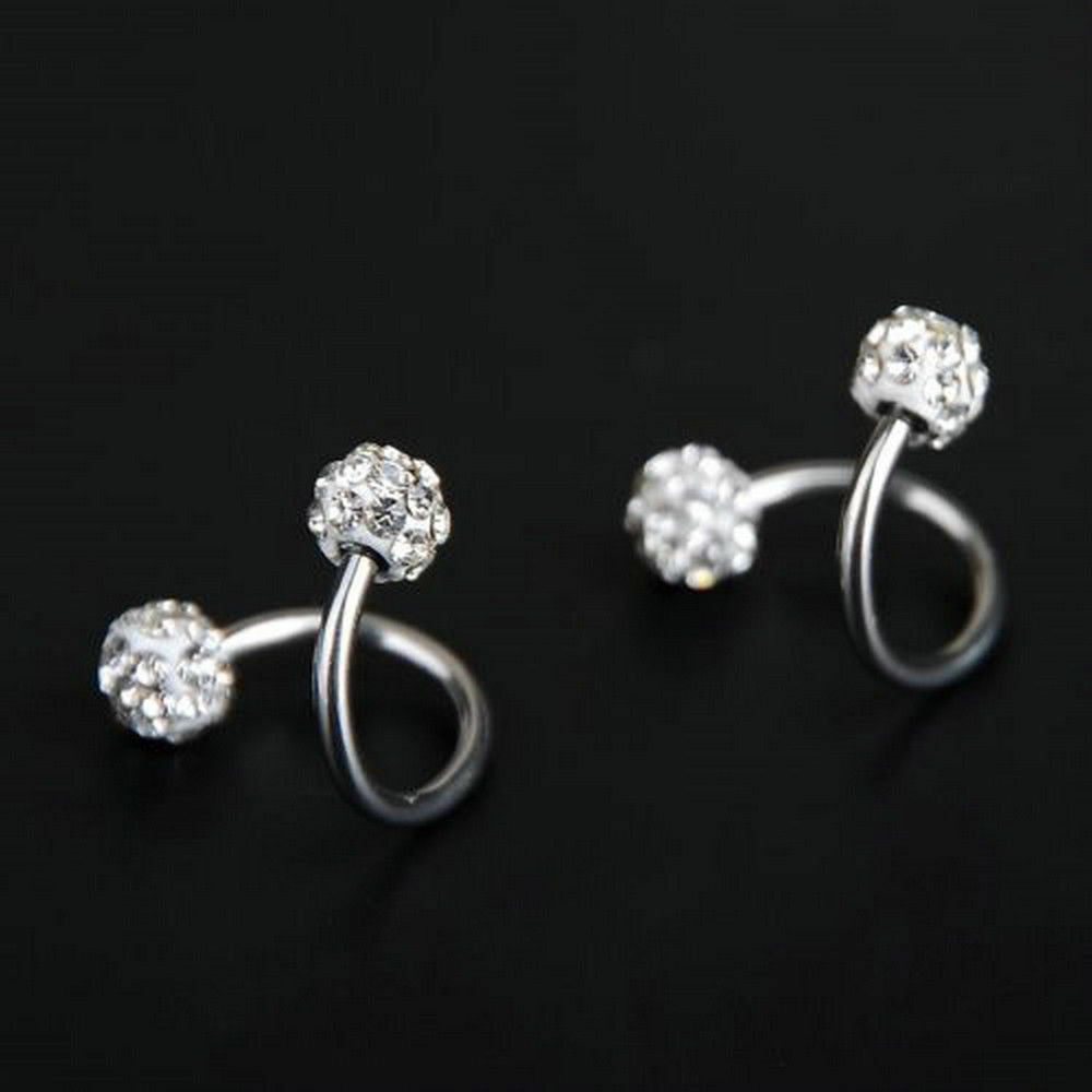 1PC Crystal Stainless Steel Twist Ear Helix Cartilage Earring Stud Piercing New