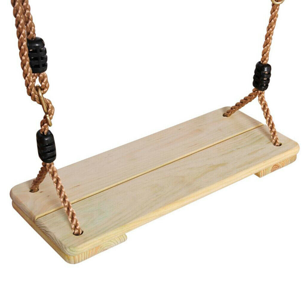 Durable Flat Chair Wooden Swing Set Accessories with Adjustable Rope Kids