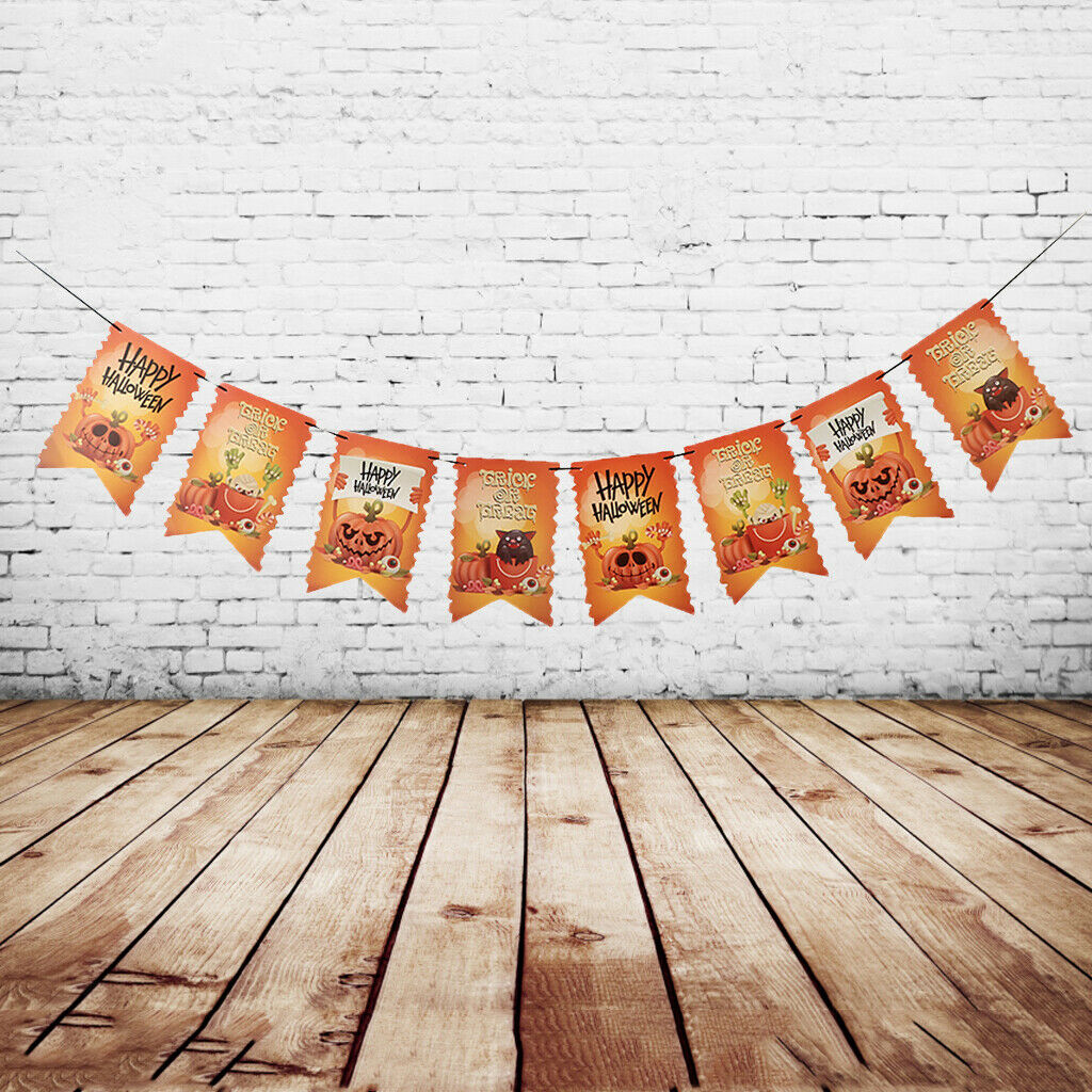Trick or Treat Halloween Bunting Banner Pumpkin Garland Party Hanging Decor