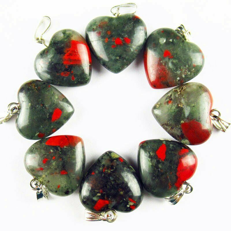 10pcs Natural Chicken Blood Stone Heart Pendant 16x16x6mm（send randomly）A-207SK