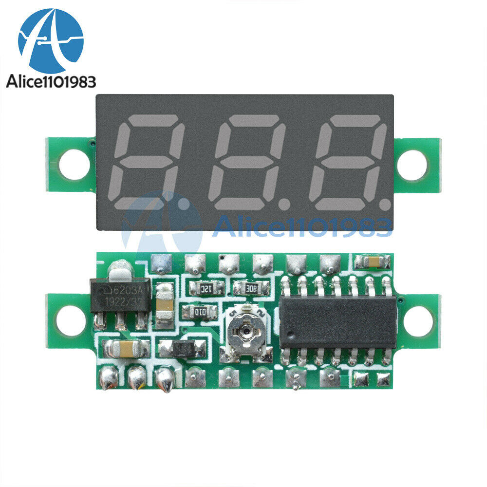 0.28" 3-Wire Green LED DC 0-100V Voltmeter Digital Display Voltage Panel Meter