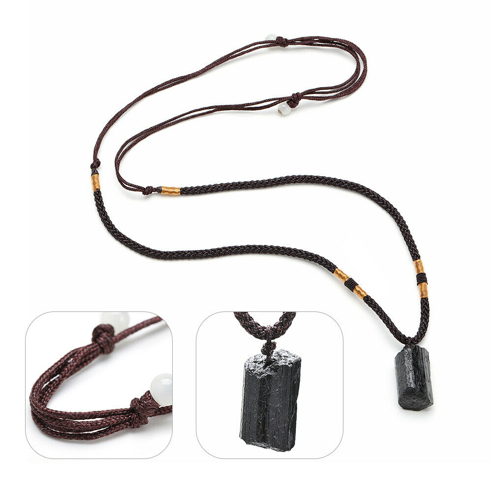 Raw Natural Black Tourmaline Stone Crystal Schorl Pendant Chunk Reiki Chakra