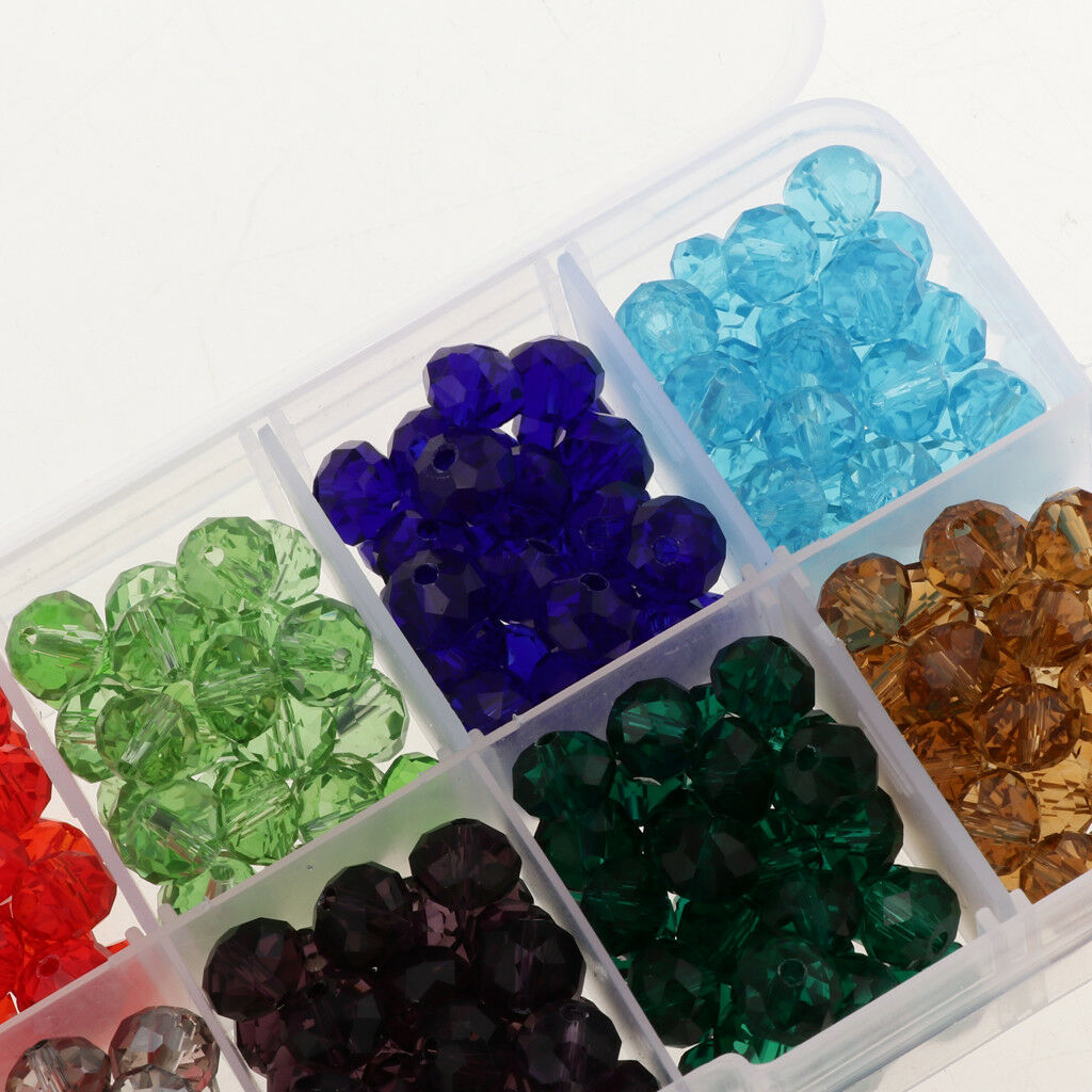 300pcs Mixed Colors 8mm Crystal Glass Rondelle Faceted Loose Spacer Beads