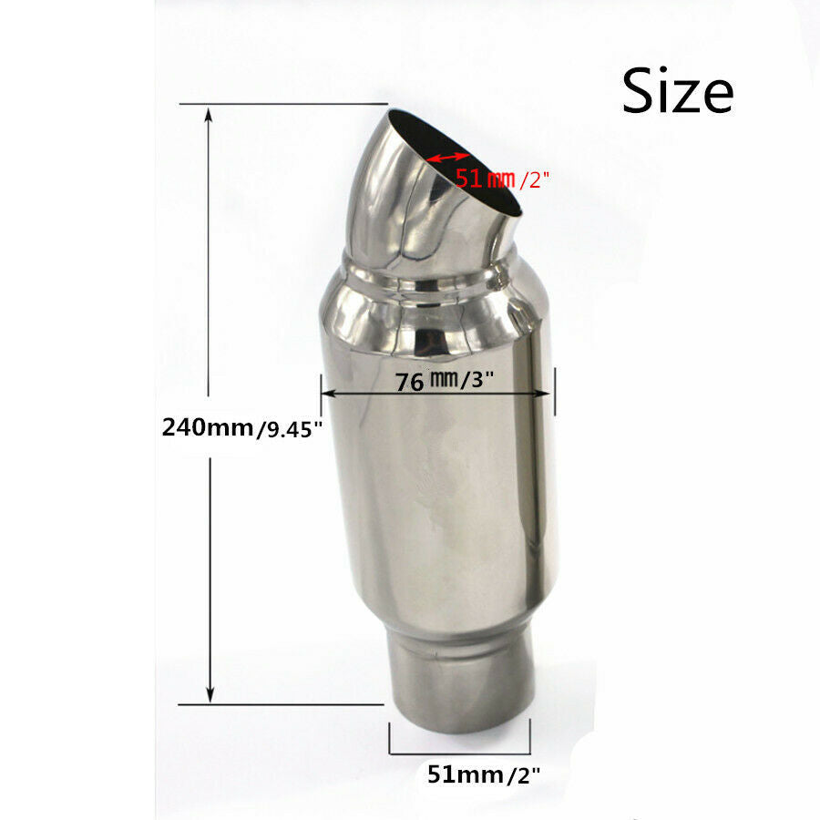 2 Inch Round Car Exhaust Pipe Sound Tuning Muffler Polished Bent Downpipe Branch