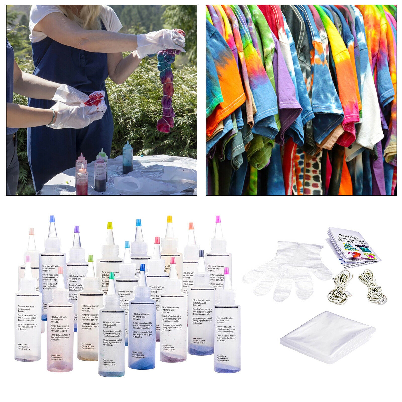 Tie Dye Kit DIY Vibrant Fabric Dye Kits Non-Toxic Dyeing Textile Supplies