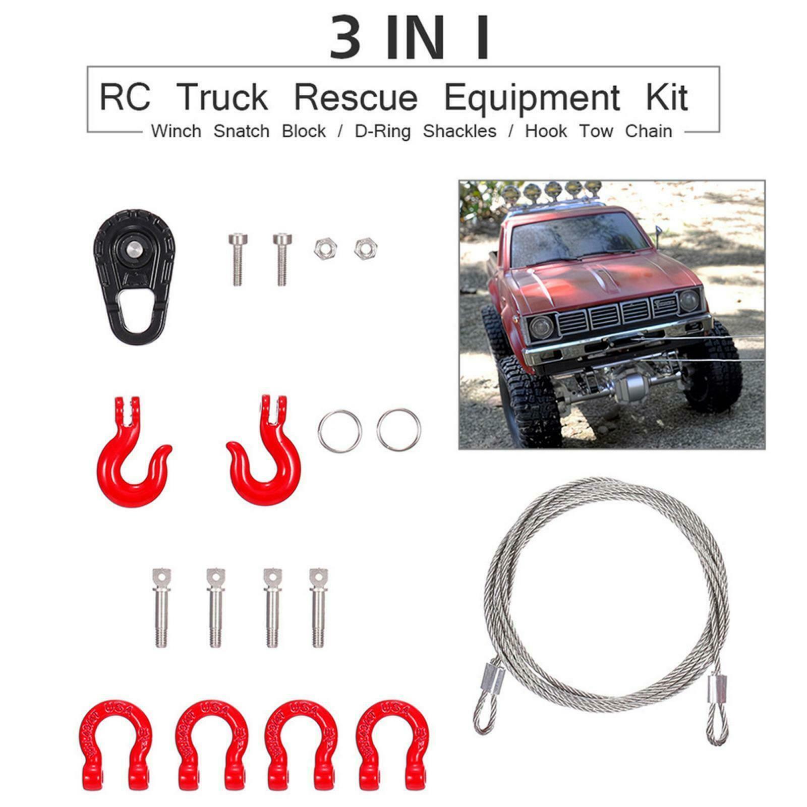 RC Car Rescue Equipment Winch Snatch Block Hook Tow Chain fit for TRX4
