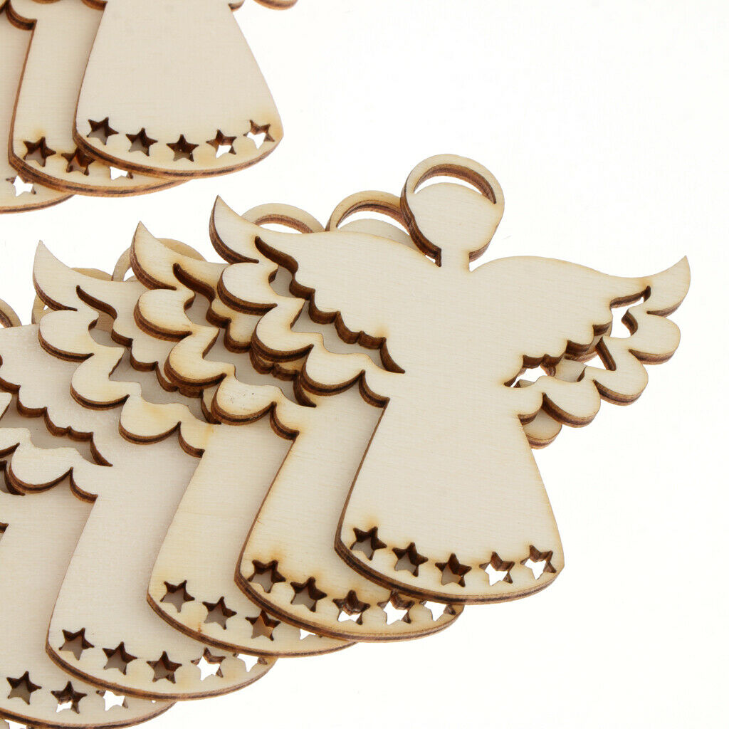 24 Set Unpainted Angel Wooden Craft Gift Tags Price Labels