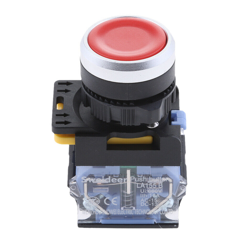 New Self Locking Latching Push Button Switch 22mm Mounting Waterproof Red
