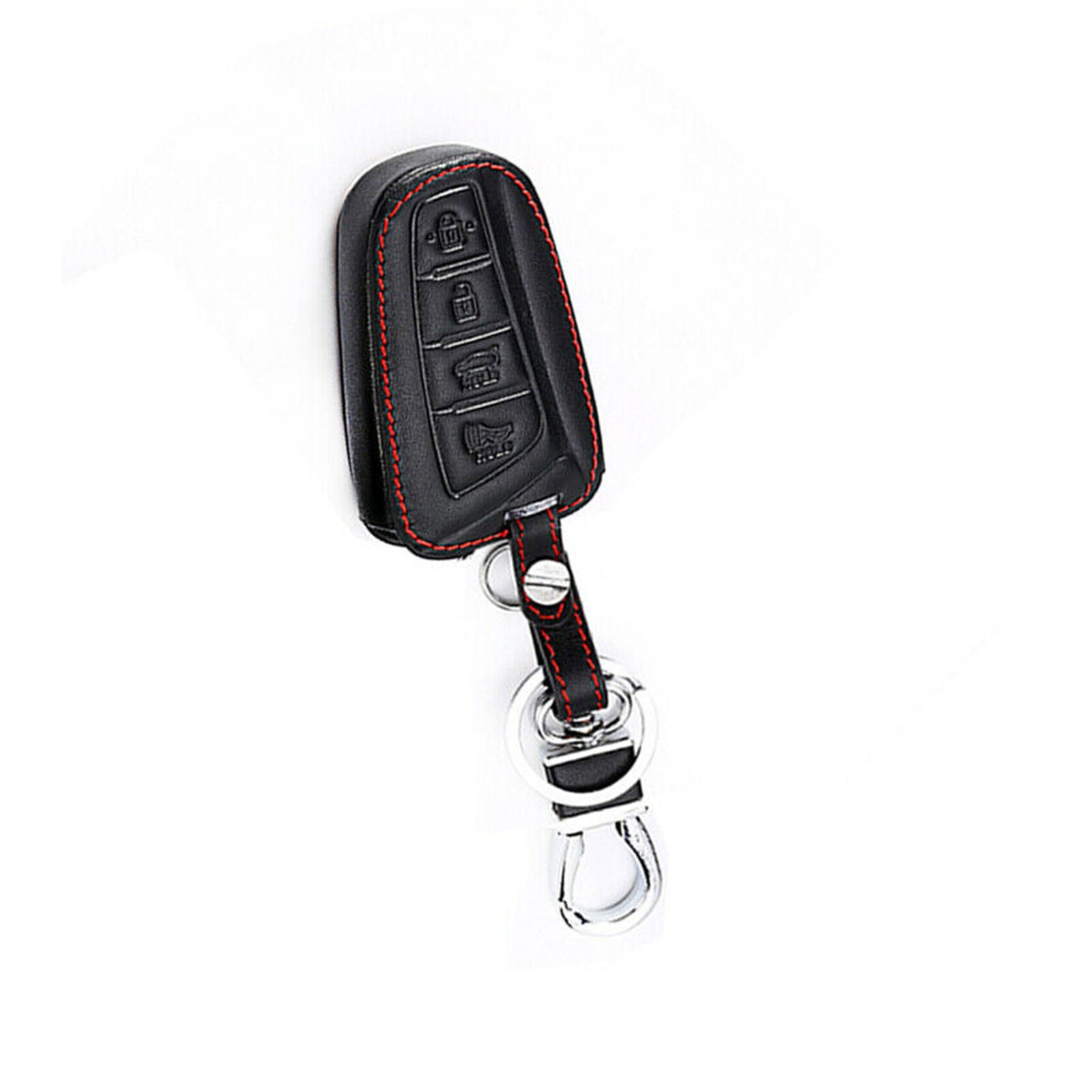 For Hyundai Santa Fe ix45 Remote Key Fob Bag Holder Leather Cover Case 4 Buttons