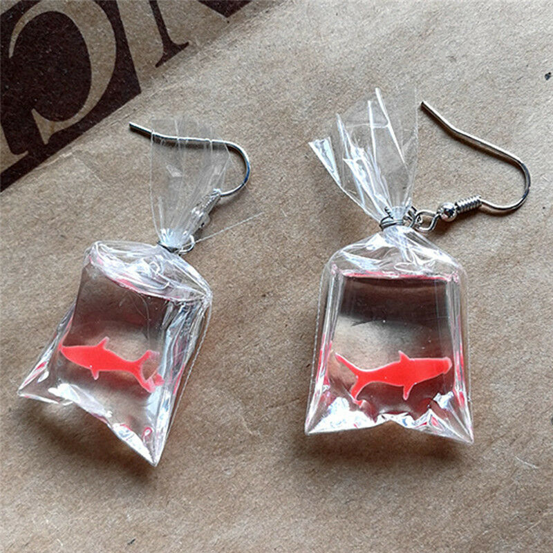 Handmade Fish Earrings Water Bag Dangle Hook Pendant Earrings Cute GirlJew.l8