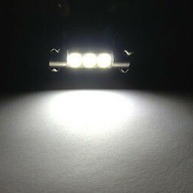 4 x White 3SMD 6641 6614F 28mm LED Bulb For Sun Visor Vanity Mirror Fuse Lights