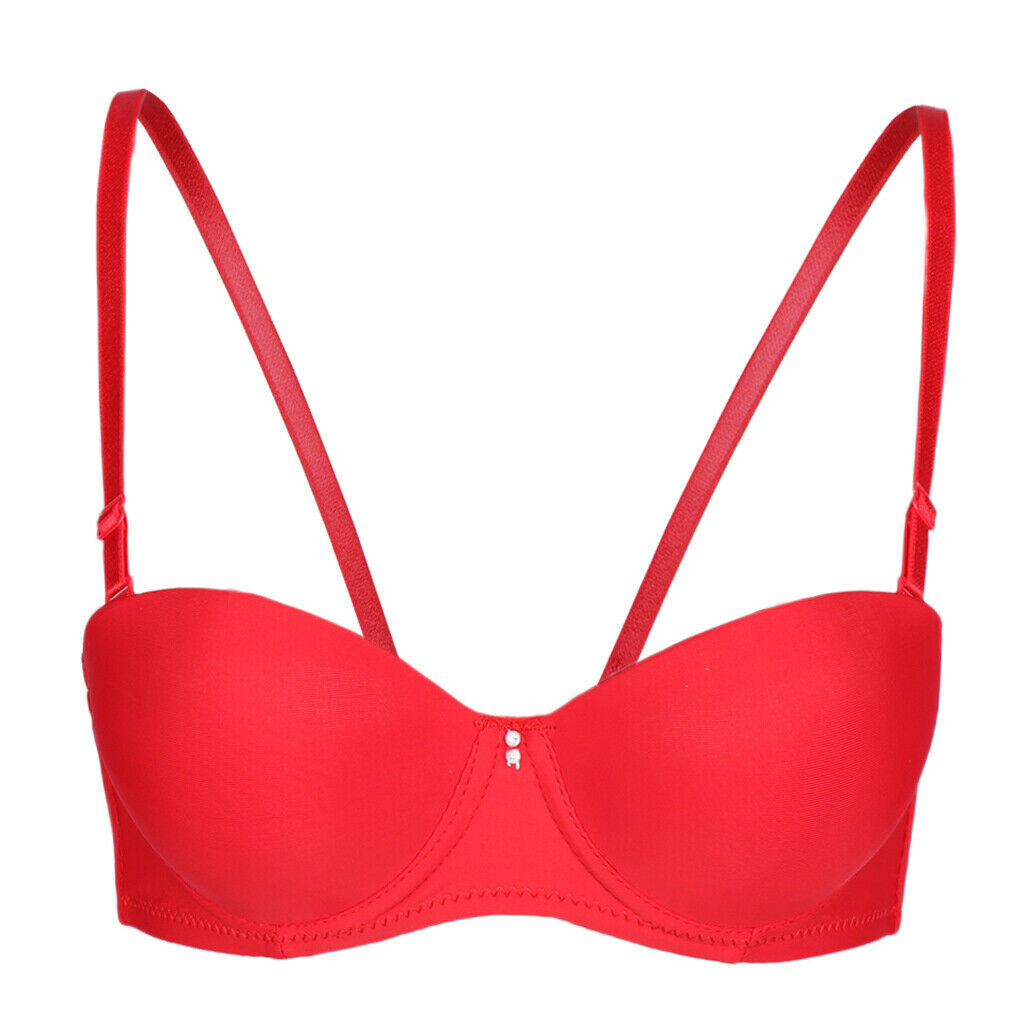 Pure Color Push Up Bra For Women - Red, 36AB