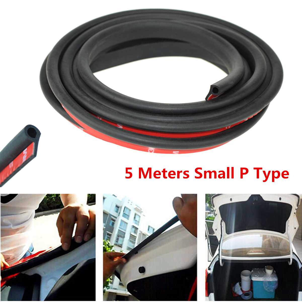5M Rubber Small P Shape Car Door Edge Moulding Trim Edge Seal Strip Weatherstrip
