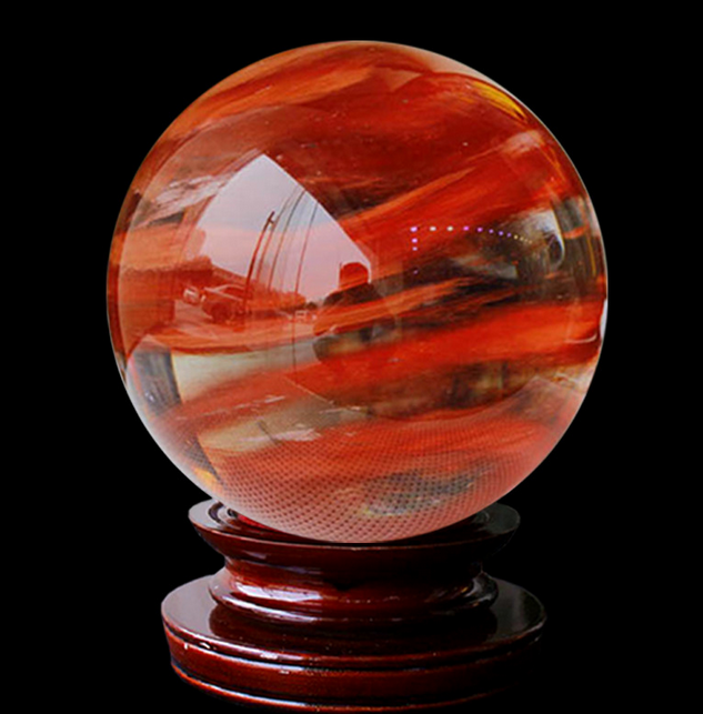 Natural Watermelon Red Crystal Ball Polished 60mm + stand