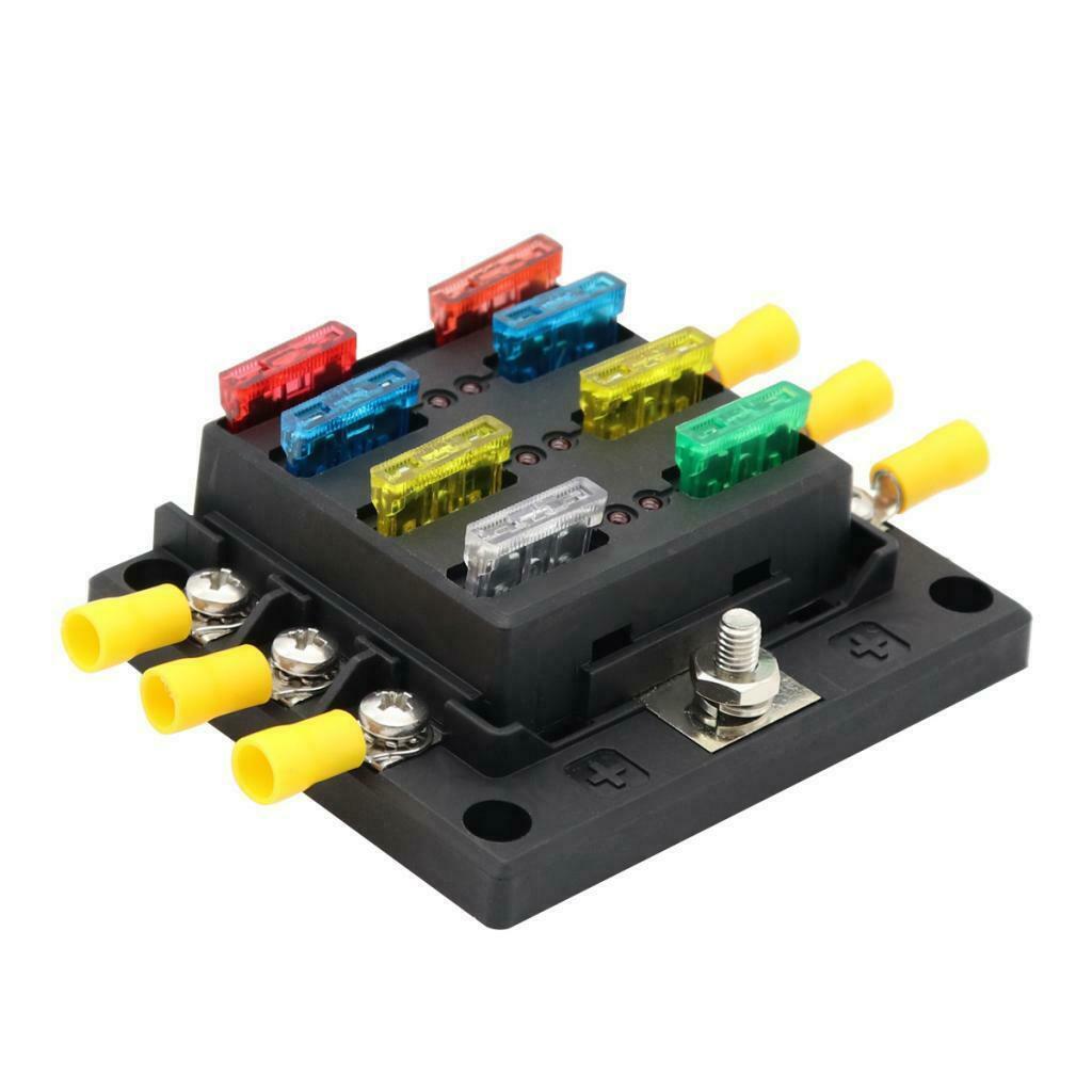 6 Way 12V-32V Car Power Distribution  Fuse Holder Box Block Panel Fuse Boat