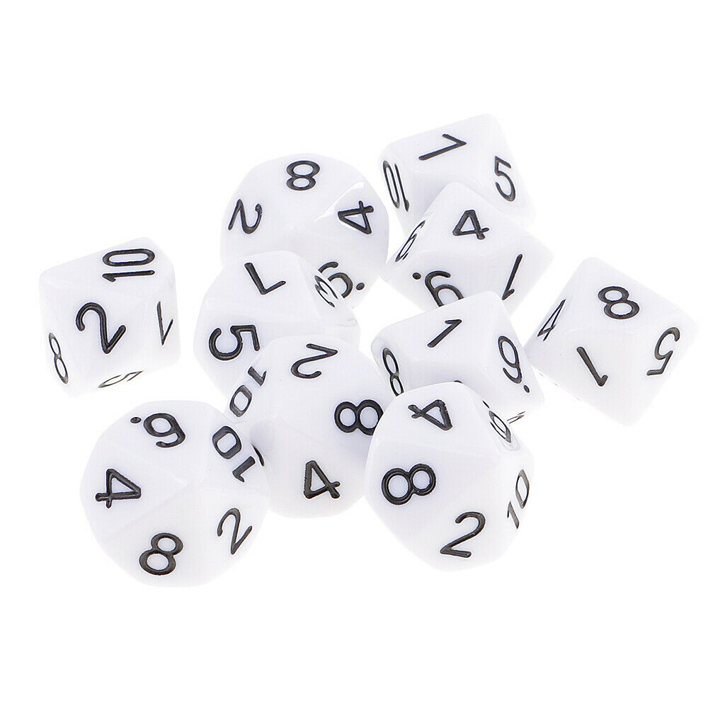 10pcs 10 Sided Dice Polyhedral Dices Roleplay Accessory Party Fun Toys Gift