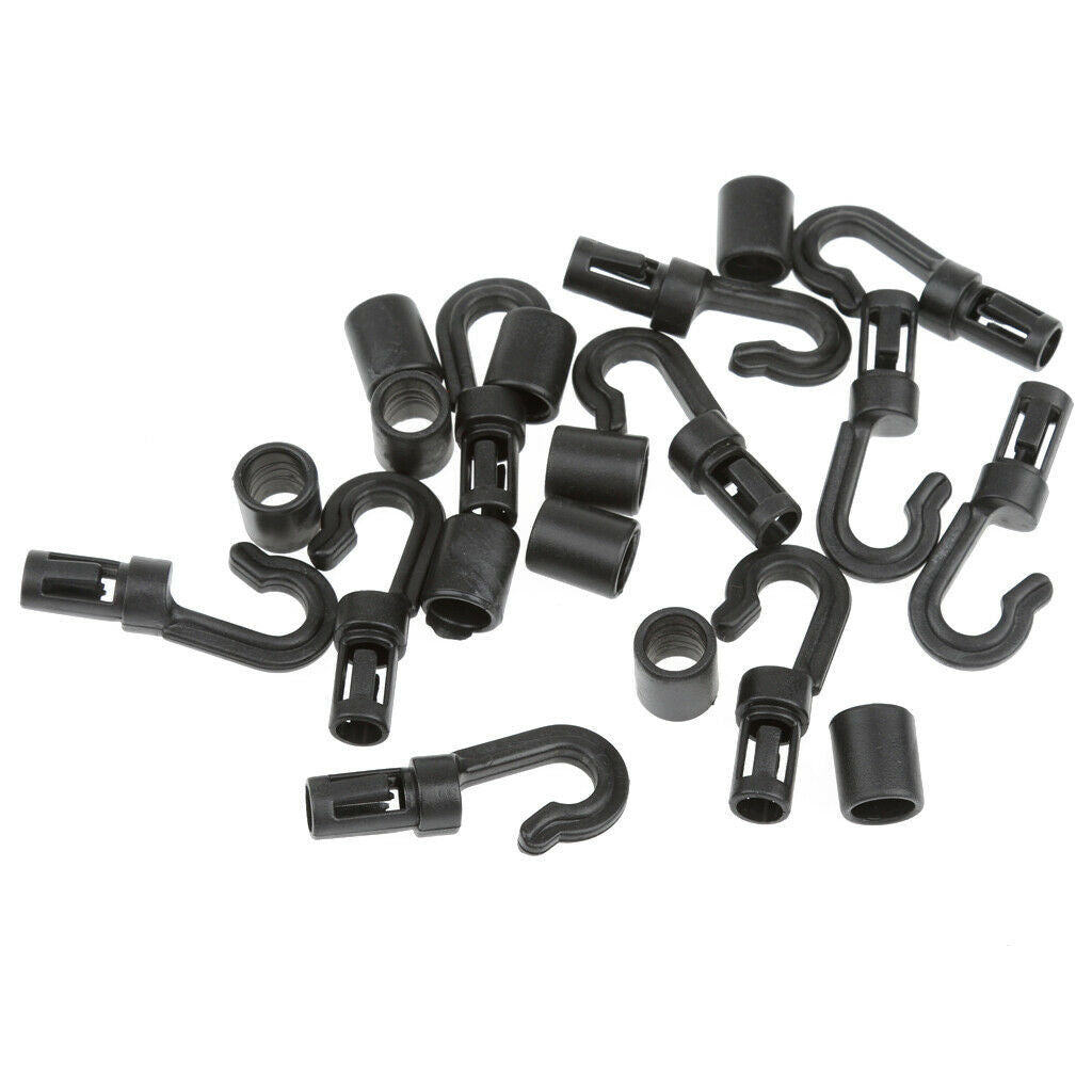 10pcs Black J Shape Bungee Hooks Cord Snaps Accessory for Boat Kayak Canoe