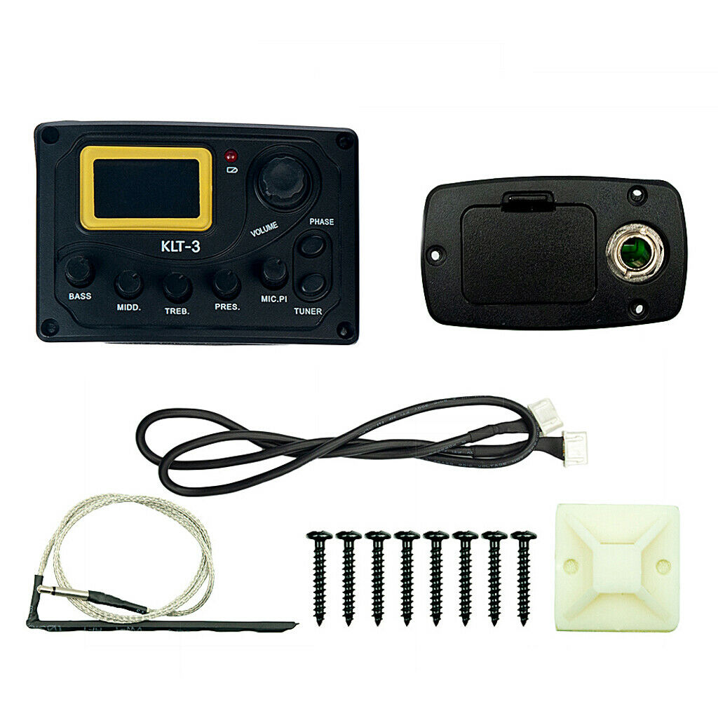 KLT-3 Acoustic Guitar Bass EQ Preamp with Micphone Tuner 4 Band Equalizer