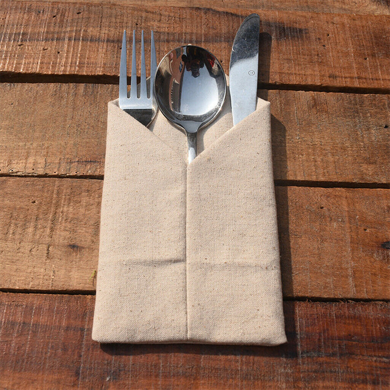 1Pack Burlap Cutlery Pouch Bag 4x8 inch/21x11cm Silverware Napkin Holders for