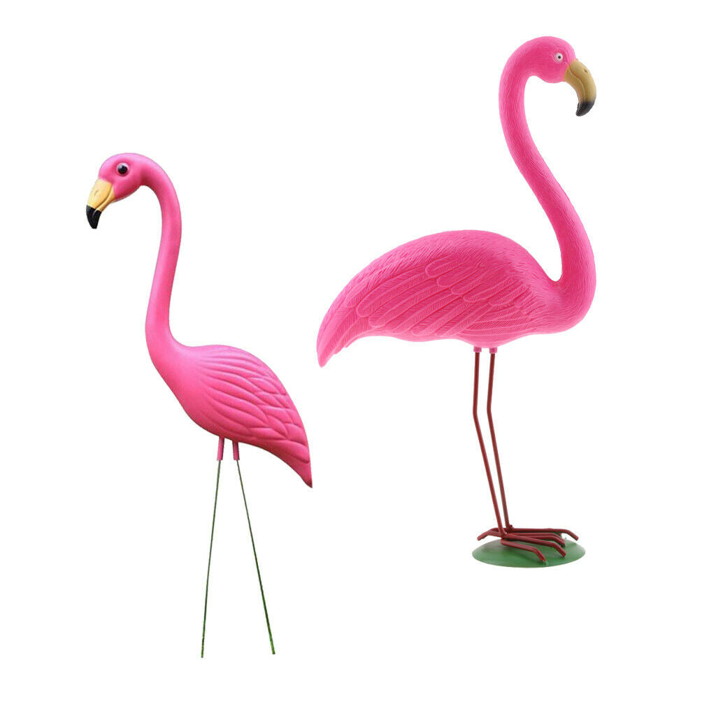 Set F 2pc Vivid Pink Flamingo Yard Simulation Flamingoes Lawn Yard Art Decor
