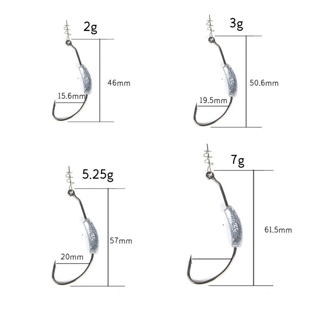 1 Box Weighted Fishing Hooks with Lead Spring 25 Pieces