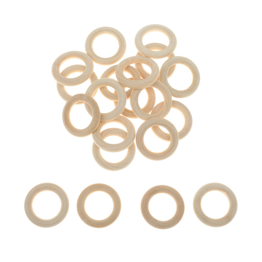 Wood Rings,50X Natural Wood Rings for Crafting DIY Jewelry Making Craft