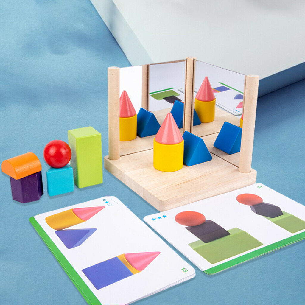 Colorful Stacking Blocks Mirror Imaging Toys Set Spatial Imagination Observation