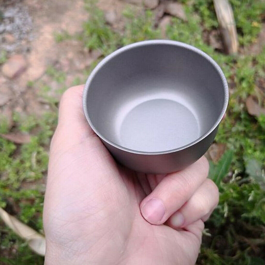 5 Pieces Camping Cups, Mini Titanium Tea Cups, Stemless Wine Glasses, Outdoor