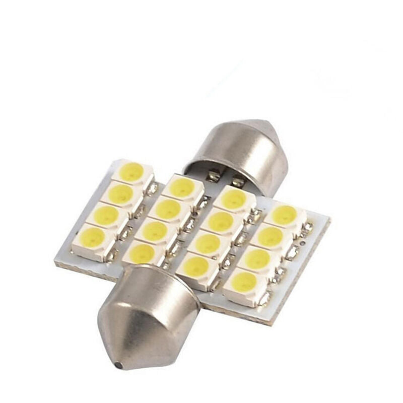 2 Pcs New  New 31mm 3528 16 LED SMD White Festoon Dome Car Bulbs WGJC.l8