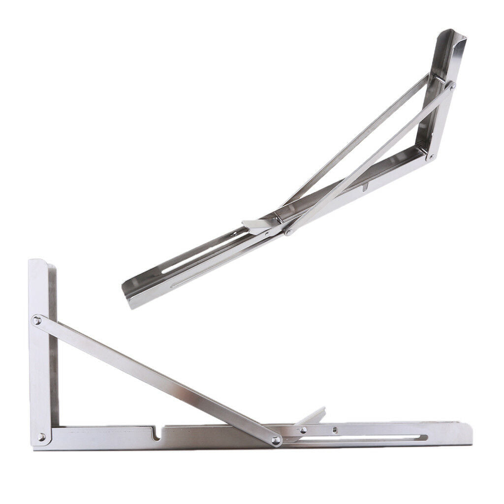2pcs Boat Foldable Bench Shelf Table Bracket Support Stainless Steel 16"