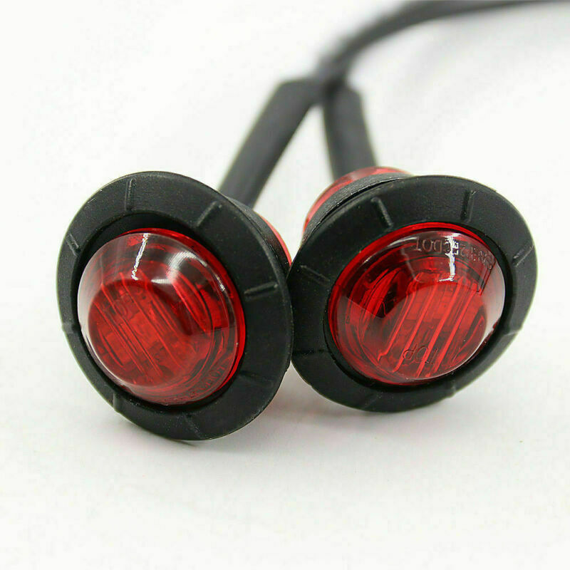 10X 3/4" Red Small Round Side Marker lights 3LED Button lamps Truck Lorry RV 12V
