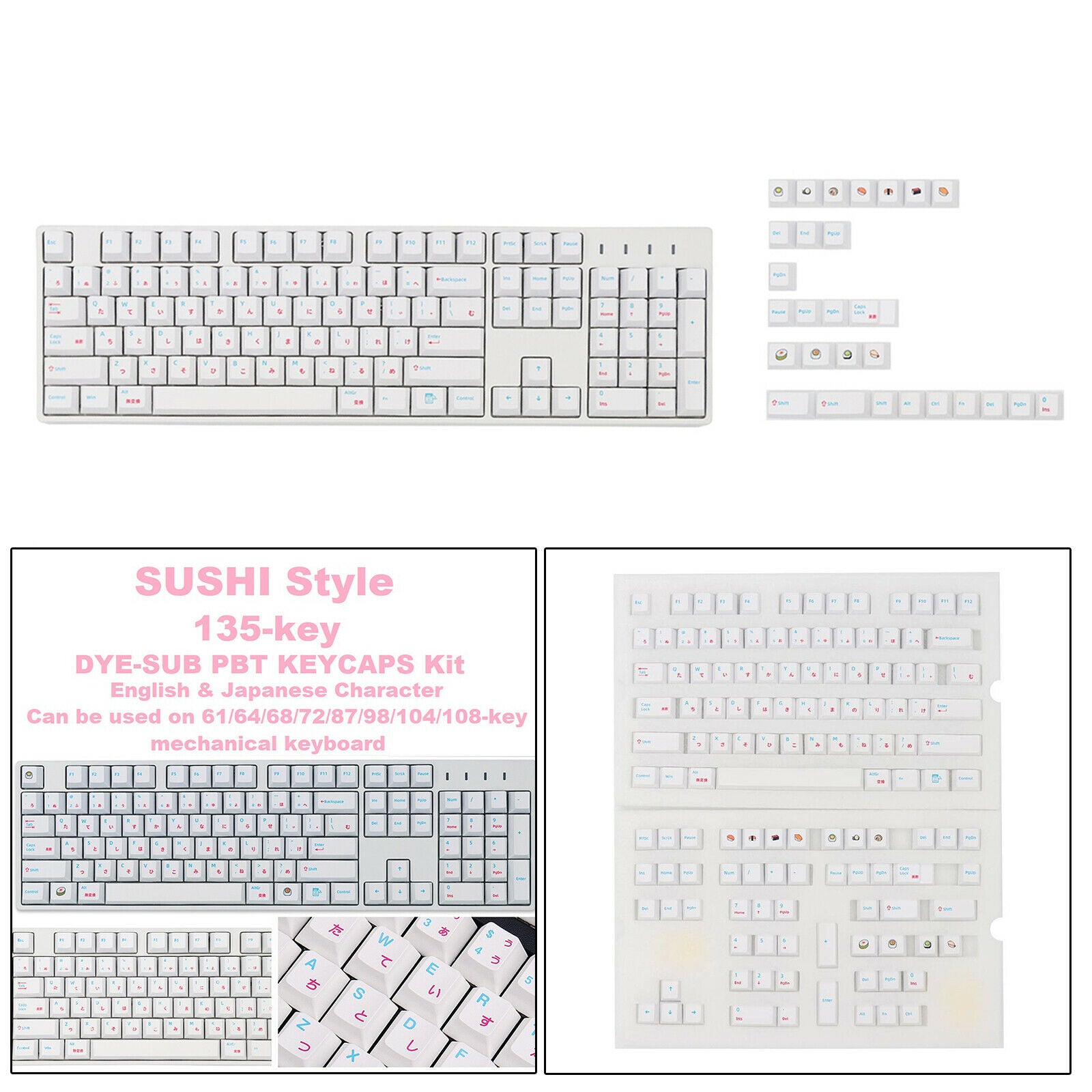 135 Keys Keycaps Set DIY for Cherry MX Mechanical Keyboard DIY Accessories