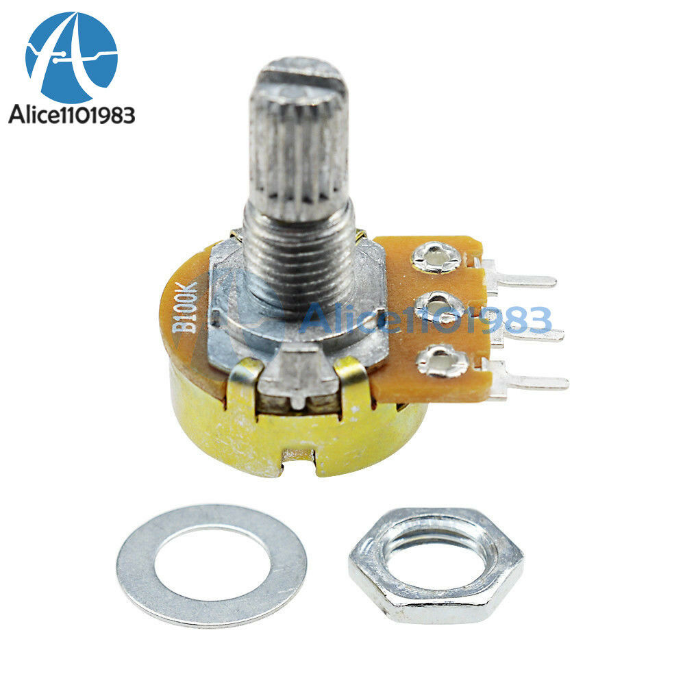 10PCS 100K ohm Linear Taper Rotary Potentiometer Panel pot B100K 15mm WH148 3Pin