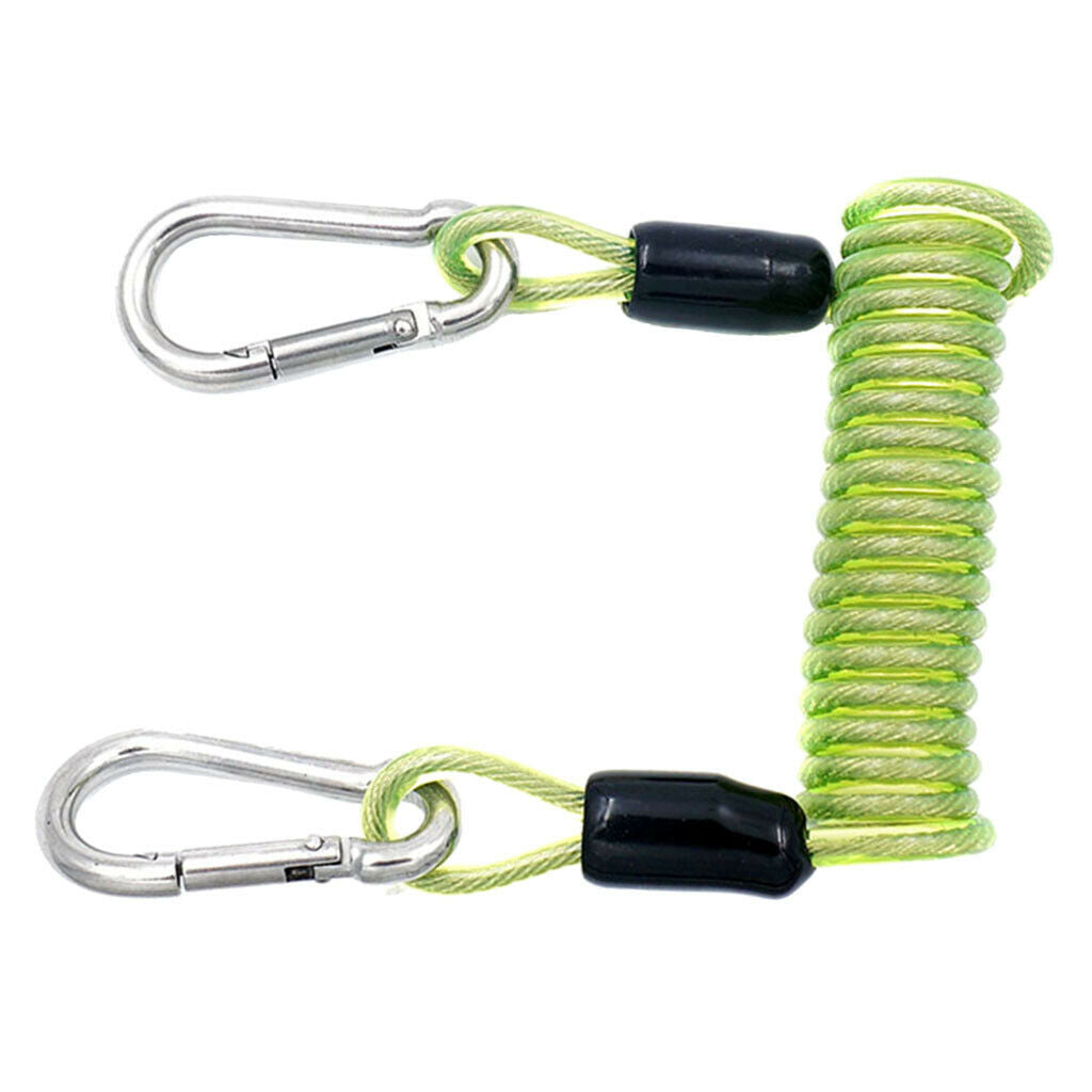 2X Professional Scuba Diving Spiral Spring Coil Lanyard Safety Emergency Green