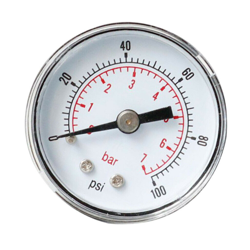 TS-Y40Z8 40mm Air Pressure Gauge 0-100 PSI 0-7bar Horizontal Back Rear