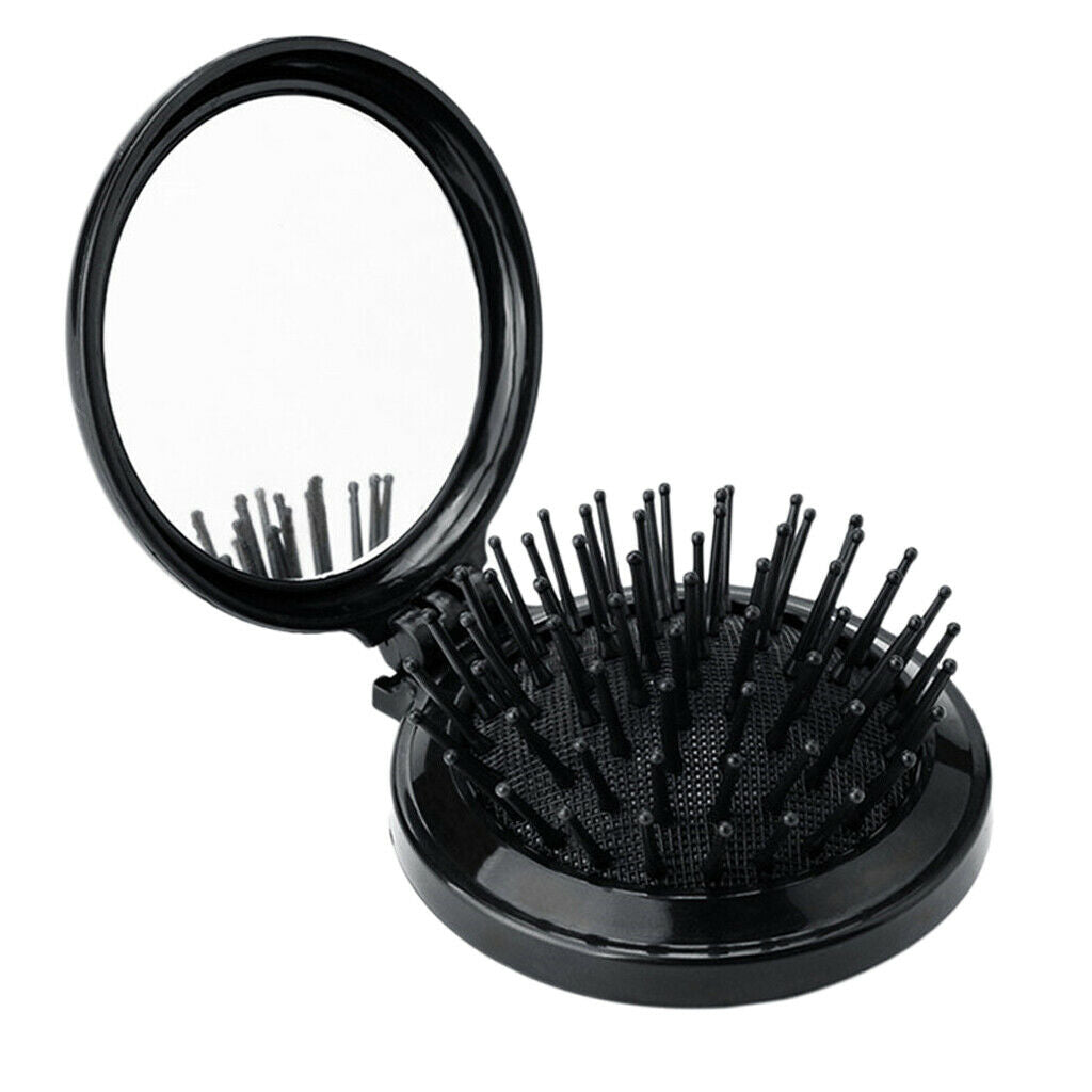 Travel Folding Hair Comb Mini Air Cushion Scalp Massage Comb Brush Black