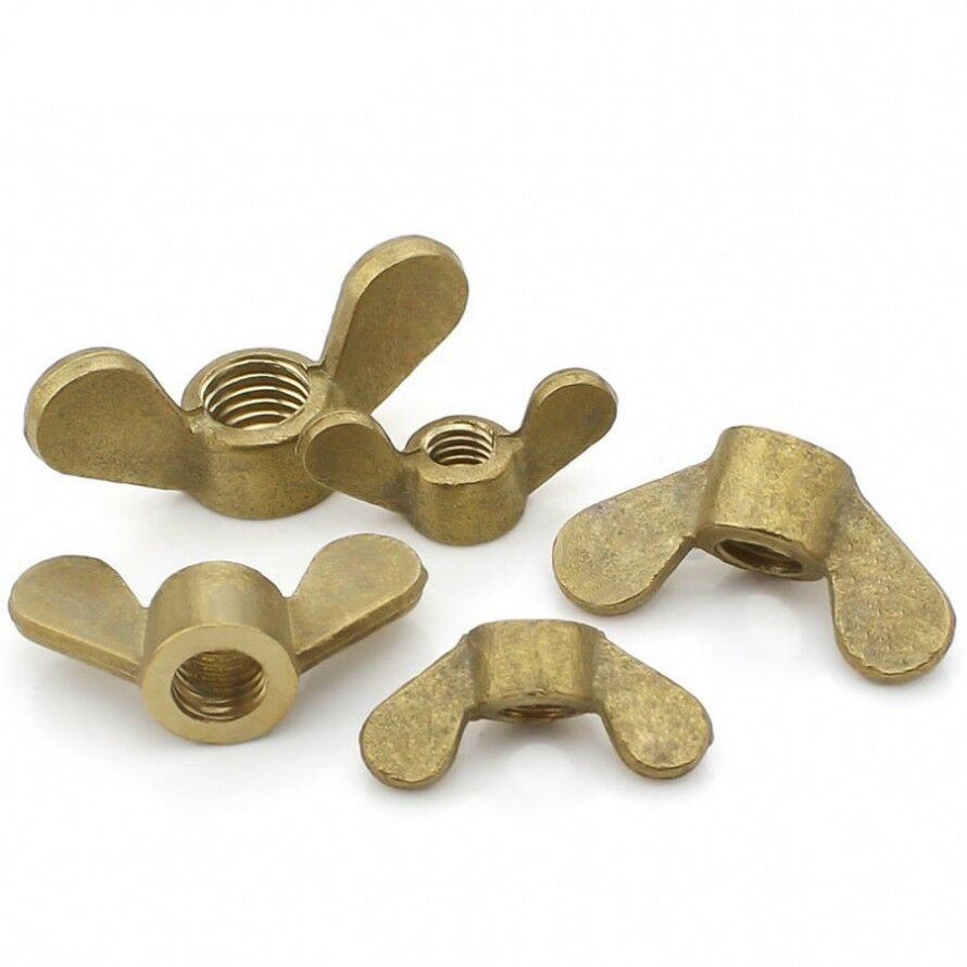 M8 / 8mm Solid Brass Wing Nuts Butterfly Nuts for Bolts & Screws Qty 2