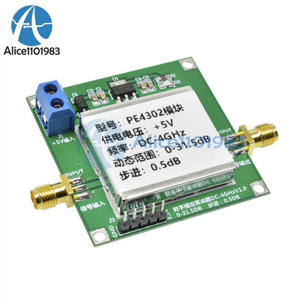 PE4302 Digital Programmable Step Attenuator Module DC 4GHZ 0-31.5DB 0.5dB RF