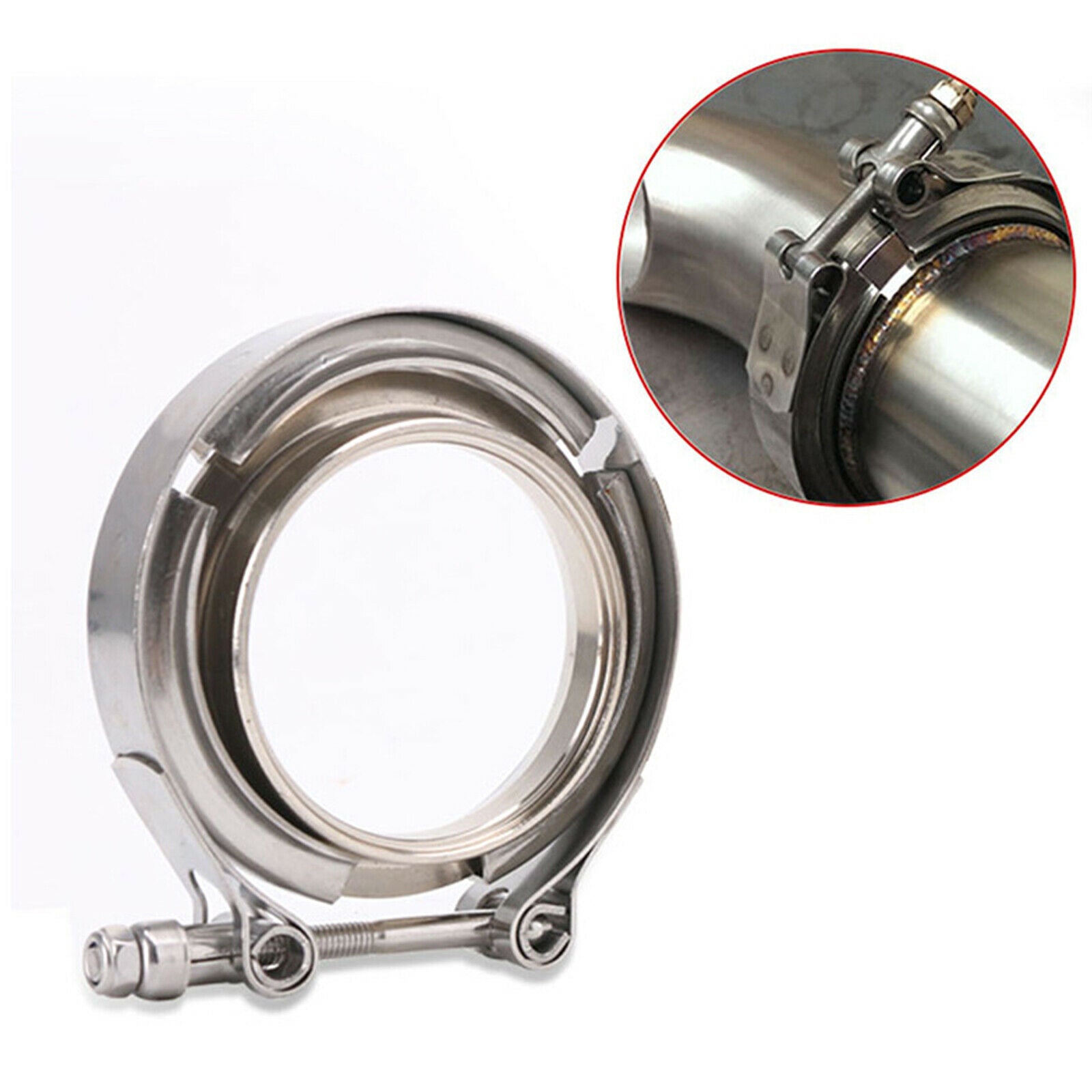 Universal 2.5 Inch 304 Stainless Steel V Band Flat Flange Clamp Kit Assembly