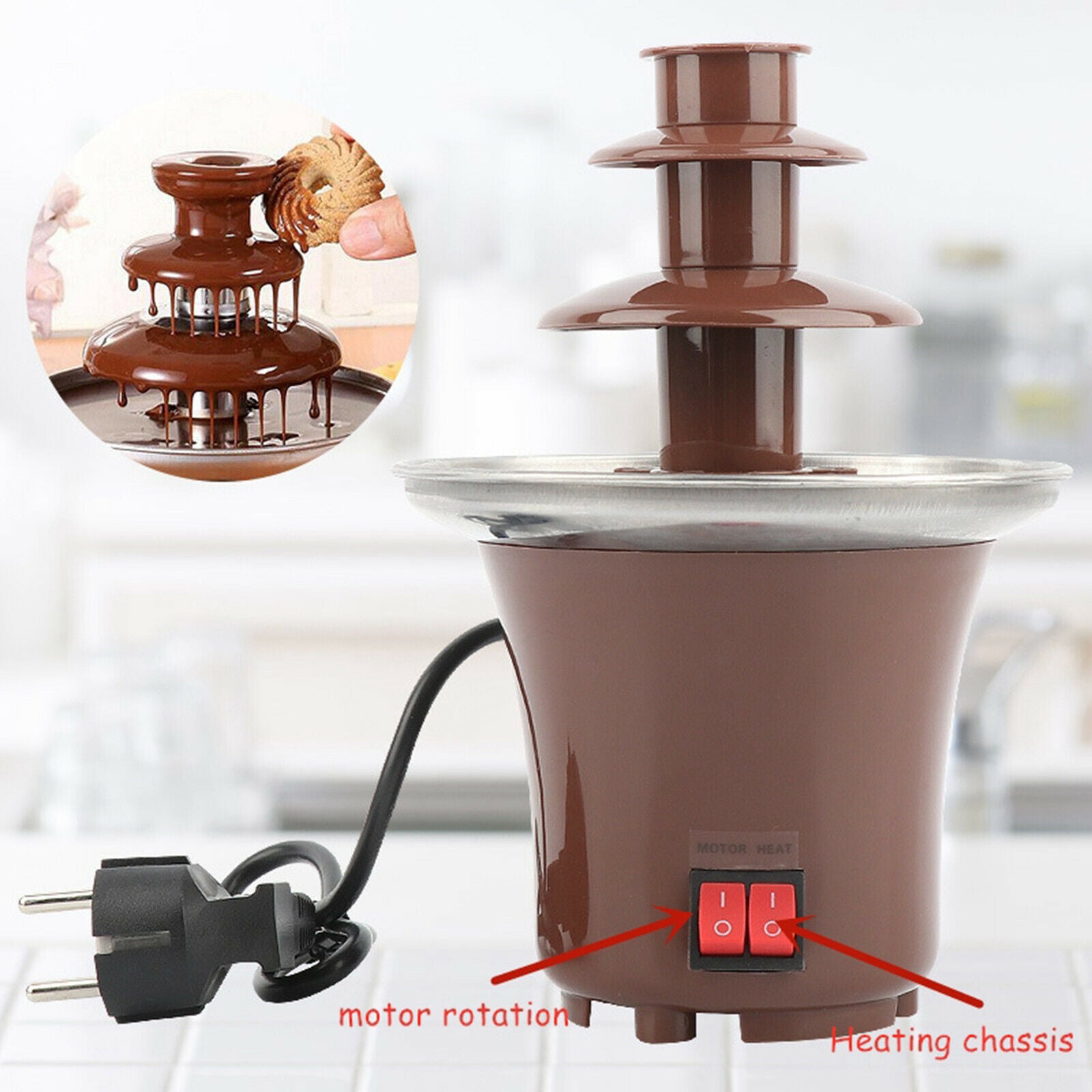 Mini Chocolate Fondue Fountain 3 Tiers DIY Waterfall Ranch Liqueurs Party