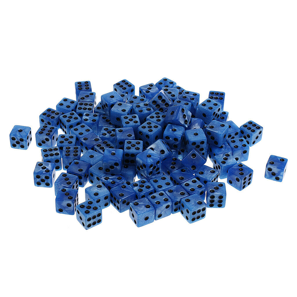 100PCS  6-sided Dice Spot Dice 14mm for Board Games, Party Games Dice Blue